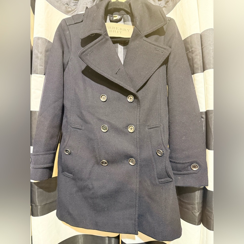 Burberry Double-Breasted Navy Peacoat